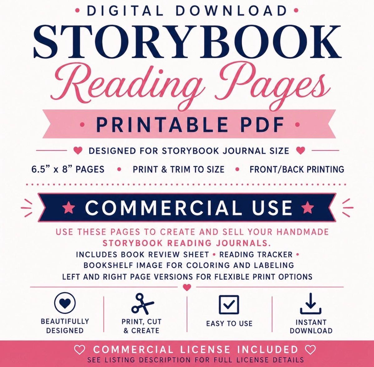 Reading Planner Pages for Storybook Journal: Commercial Use