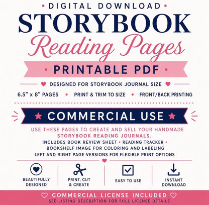 Reading Planner Pages for Storybook Journal: Commercial Use