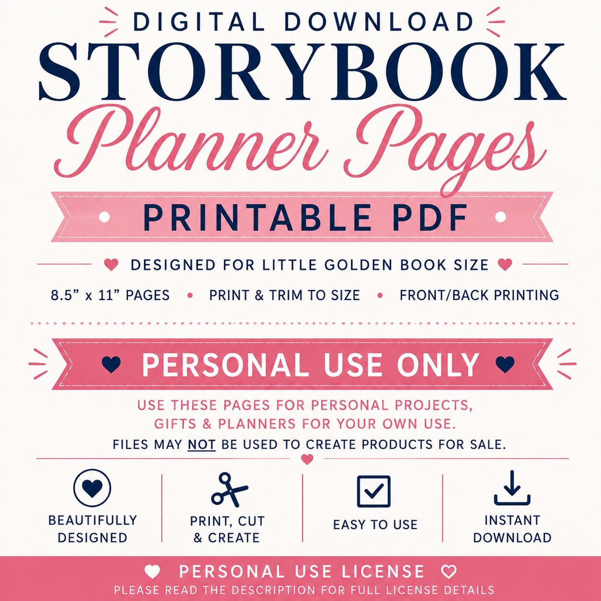Monthly and Weekly Planner Pages for Storybook Journal: Personal Use