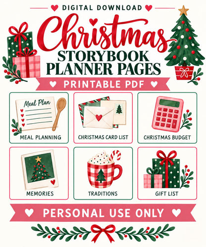Christmas Planner Pages for Storybook Journal: Personal Use