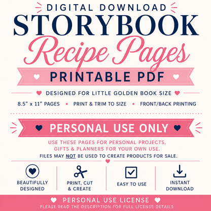 Storybook Recipe Pages: Personal Use