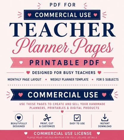 Teacher Planner Pages for Storybook Journal: Commercial Use