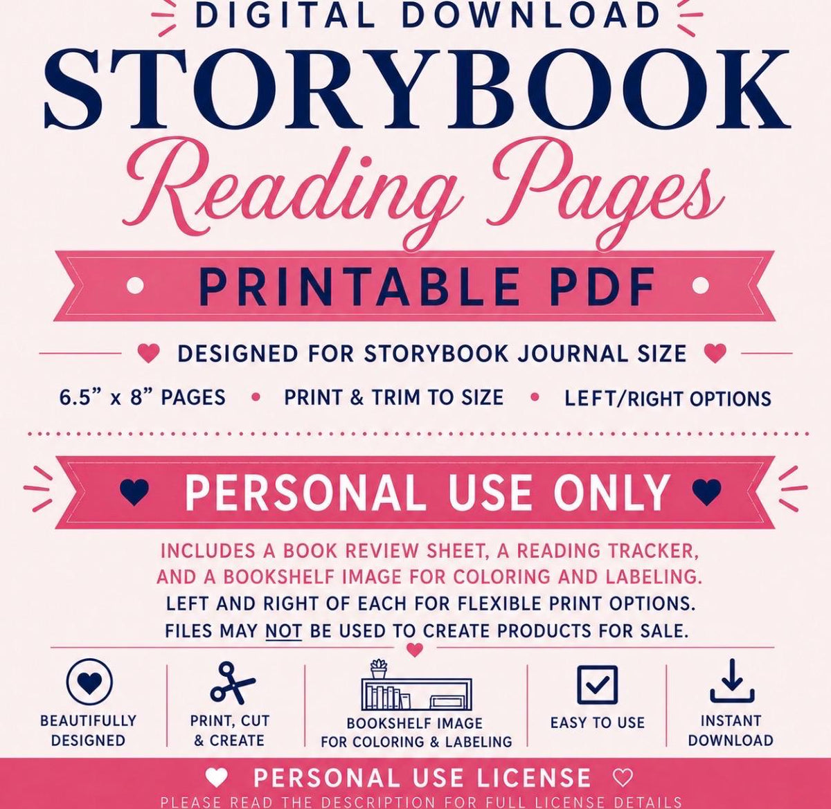Reading Pages for Storybook Journal: Personal Use
