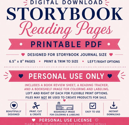Reading Pages for Storybook Journal: Personal Use
