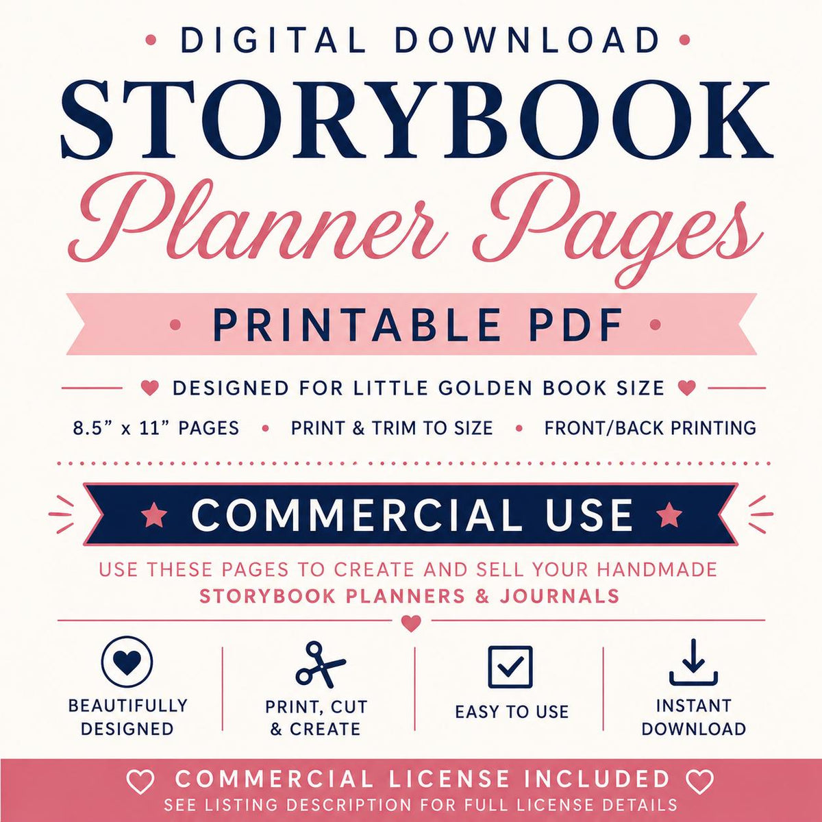 Monthly and Weekly Planner Pages for Storybook Journal: Commercial Use