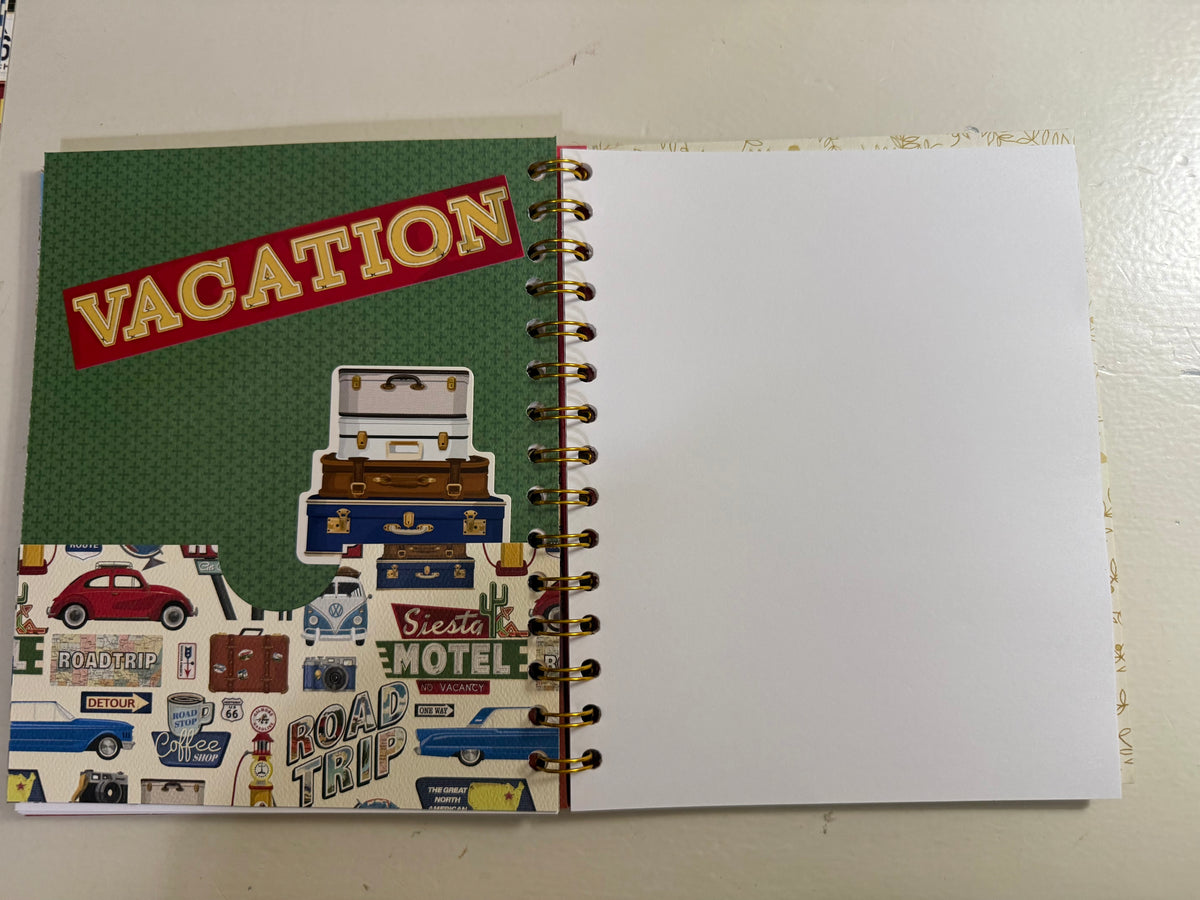 Route 66 Storybook Journal | Handmade Blank Page Travel Journal with Echo Park Pockets and Accessories