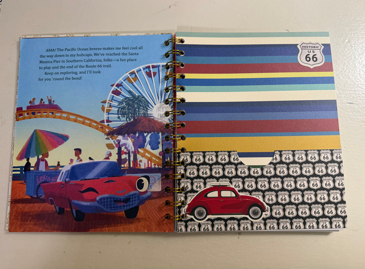 Route 66 Storybook Journal | Handmade Blank Page Travel Journal with Echo Park Pockets and Accessories